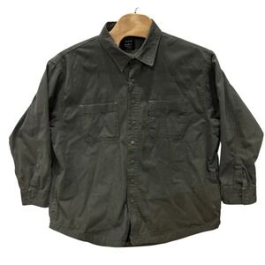 Lakin McKey Jacket Mens XXL Work Wear Green Canvas Flannel Lined‎ Snaps Gorpcore